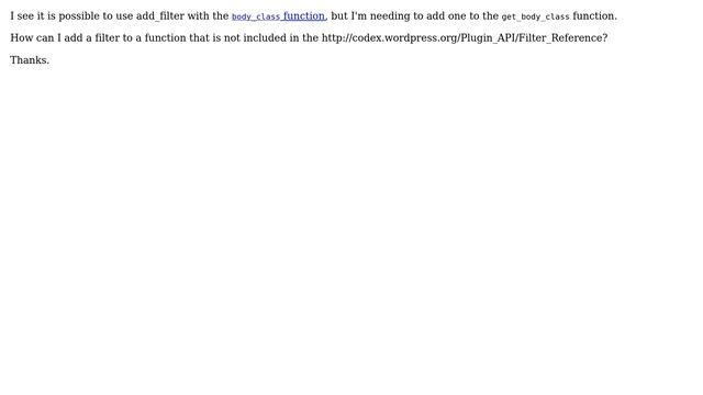 Wordpress: How to add a filter to the get_body_class function? смотреть онлайн
