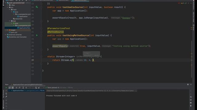 Parameterized Tests in JUnit 5: CsvSource, MethodSource, ArgumentsSource смотреть онлайн