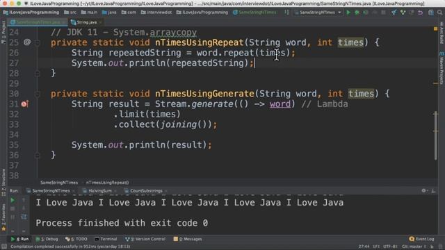Java - repeat() | Java 8 Streams generate() | Create Repeated Strings Example Code | InterviewDOT смотреть онлайн