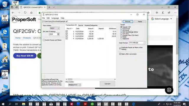 Convert QIF to CSV/Excel and import into QB Online (QIF2CSV Windows) смотреть онлайн