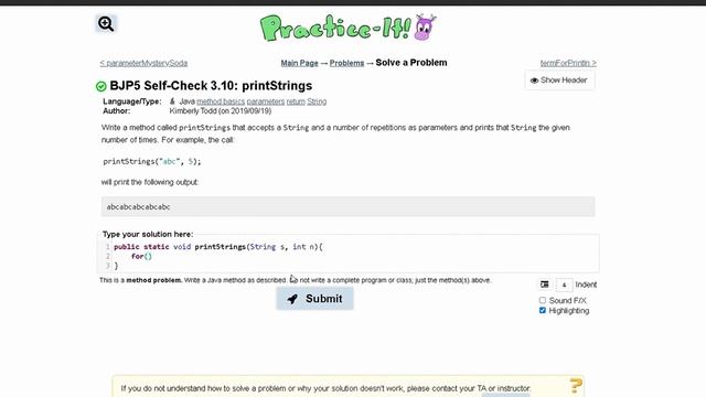 Java Practice It || 3.10 printStrings || method basics смотреть онлайн