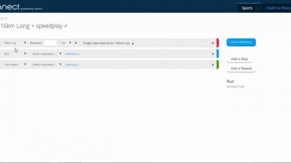 How to program a run workout in Garmin connect