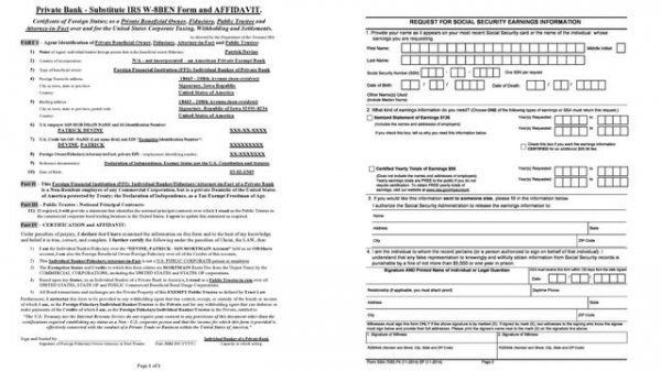 Private Bank - Substitute IRS Form W-8BEN