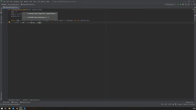 Алгоритм интерполяционного поиска. Interpolation search algorithm. Python смотреть онлайн