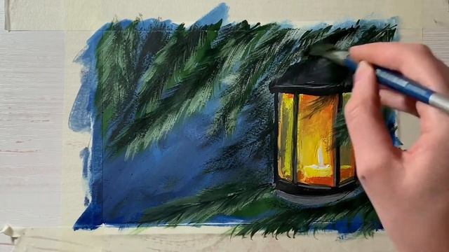 Рисуем Новогодний фонарь. ГУАШЬ | Watercolor Christmas Card | 랜턴 그리는 법 ? | how to draw a lantern? смотреть онлайн