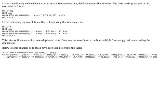 SQL JSON multiply CROSS APPLY смотреть онлайн