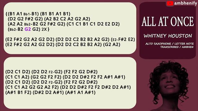 「All At Once」Whitney Houston / Letter Note / Music Sheet Alto Saxophone Play Along смотреть онлайн