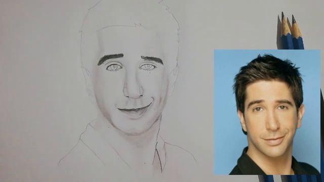 David Schwimmer | American actor | Ross Geller | Friends | Trace | Pencil sketch | Face drawing смотреть онлайн