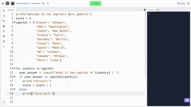 How to make a Python Capitals Quiz Game #2 - Python for Absolute Beginners course смотреть онлайн