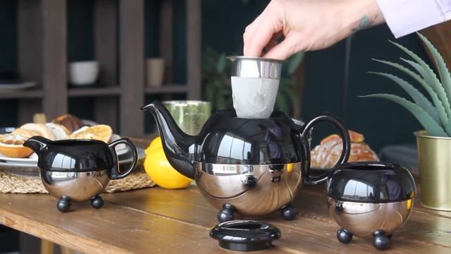 Заварочный чайник Bredemeijer Cosy, чёрный, в комплекте с сахарницей и молочником. смотреть онлайн