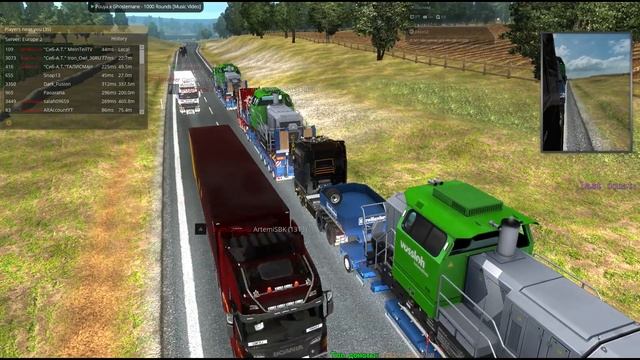 Огонь! Конвой ВТК СибАвтоТранс по ДД в Euro Truck Simulator 2 MP смотреть онлайн