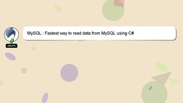 MySQL : Fastest way to read data from MySQL using C# смотреть онлайн