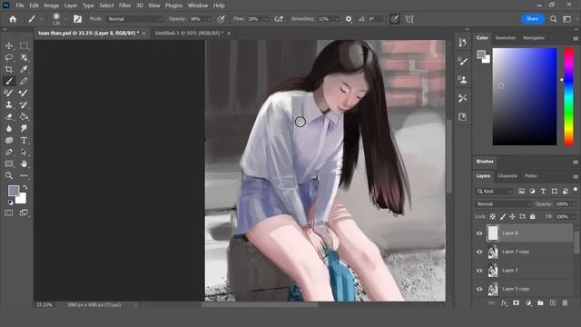 Vẽ Digital painting - Học vẽ máy bằng photoshop - ?LIVE 25/4/2023 | BonART смотреть онлайн