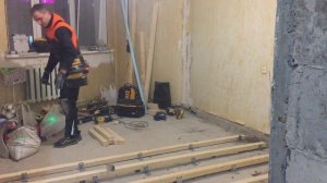 установка лаг на уголки.