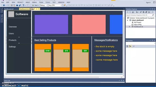 VB.Net - How To Design a Basic Dashboard In WindowsForm With No FrameWork And With Free Source Code смотреть онлайн