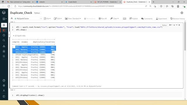 Displaying duplicate records in PySpark | Using GroupBy | Realtime Scenario смотреть онлайн