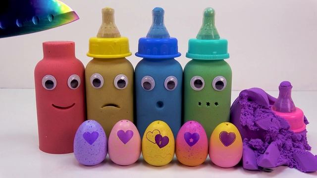 ДЛЯ МАЛЫШЕЙ ! l Делаю радужную молочную бутылку и волшебное яйцо с помощью кинетического песка ASMR