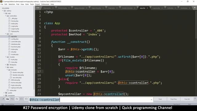 #27 Password encryption | Udemy clone from scratch in php | Quick programming tutorial смотреть онлайн