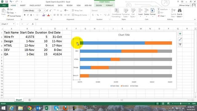 Make Gantt Chart In Excel 2013 Hindi смотреть онлайн