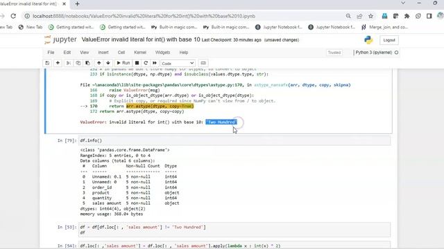 ValueError Invalid Literal For Int With Base 10 | python | pandas смотреть онлайн