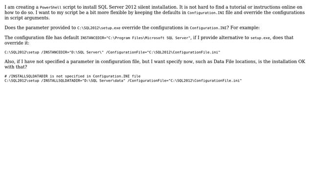 SQL Server unattended / Silent installation override Configuration.ini file in command line... смотреть онлайн