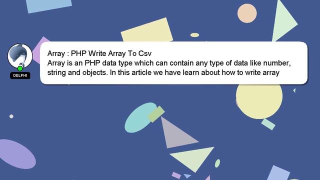 Array : PHP Write Array To Csv смотреть онлайн