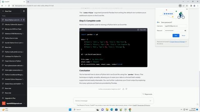 How to store a Python list to an excel file смотреть онлайн