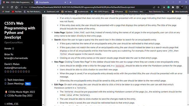 CS50’s Web Programming with Python & JavaScript Project 1 - Wiki смотреть онлайн
