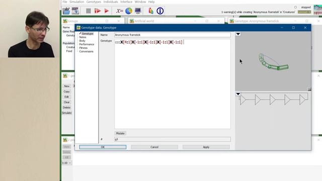 Framsticks tutorial #4: Genetic encoding "f1" – neural network ("brain") смотреть онлайн