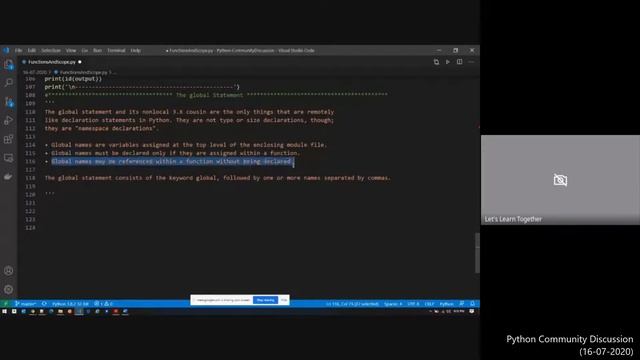 Functions & Variable Scopes in Python (Python Community Session on 16-07-2020) смотреть онлайн