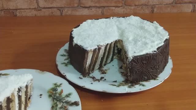 НЕОБЫЧНЫЙ ПОЛОСАТЫЙ ТОРТ БЕЗ ВЫПЕЧКИ ИЗ ПЕЧЕНЬЯ.