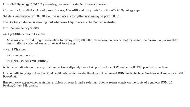 Synology DSM 5.2 - Gitlab with Docker SSL Connection Error смотреть онлайн