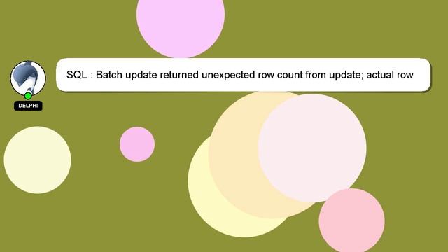 SQL : Batch update returned unexpected row count from update; actual row count: 0; expected: 1 смотреть онлайн
