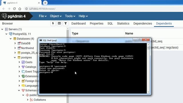 PostgreSQL - SQL Shell - Change postgresql password смотреть онлайн