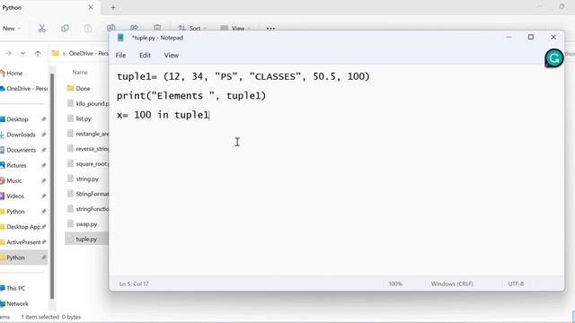 Python Lecture 32: How to check weather an element exists in a tuple? (in Hindi) смотреть онлайн