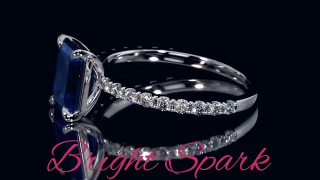 Золотое кольцо с сапфиром изумрудной огранки Betty 1,47 карата от Bright Spark смотреть онлайн