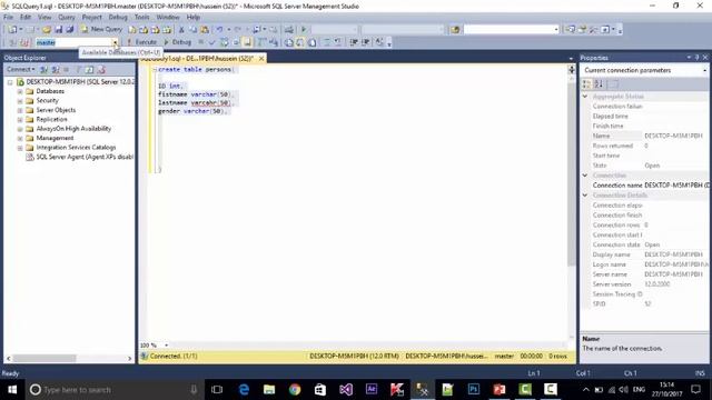 sql server database practical afsomali lesson two creating table смотреть онлайн