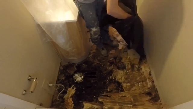 Replacing a Rotten Tile Floor Caused By Leaky Toilet - Part 1 смотреть онлайн
