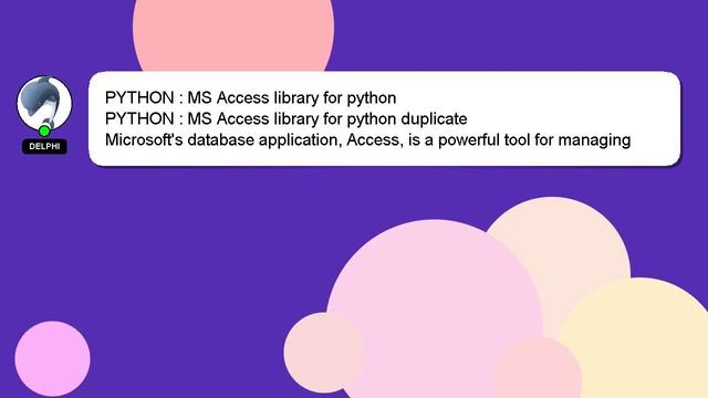 PYTHON : MS Access library for python смотреть онлайн