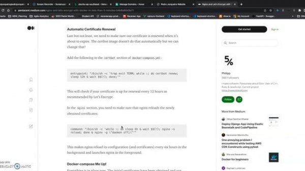 Docker Container with SSL certificate Nginx and LetsEncrypt containers