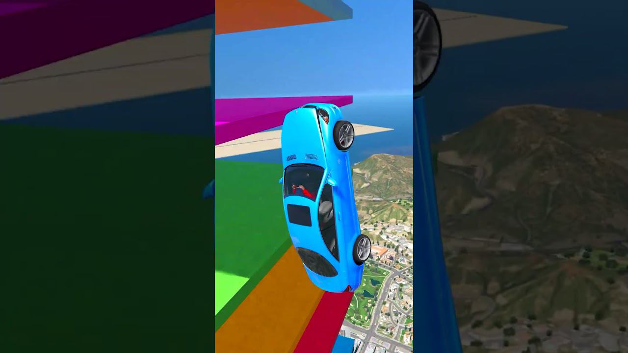 КАК ВЫСОКО В НЕБО УЛЕТИТ ЧИТ ТАЧКА С ОГРОМНОГО ТРАМПЛИНА? ПРЫЖКИ В ВЫСОТУ ГТА 5! #shorts смотреть онлайн