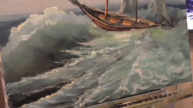 2 вариант картины "Черное море". Живопись маслом. смотреть онлайн