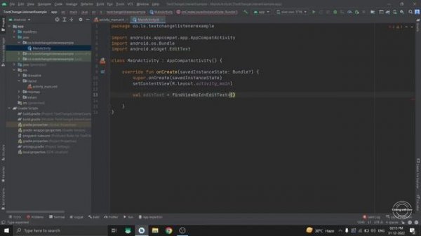 Android EditText text change listener example | Text Watcher Android Studio Kotlin | TextWatcher