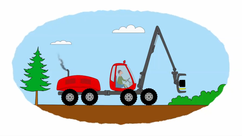 Мультик-Раскраска. Мультфильм про трактора. Учим цвета. Тракторы, работающие в лесу