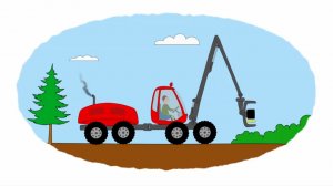 Мультик-Раскраска. Мультфильм про трактора. Учим цвета. Тракторы, работающие в лесу