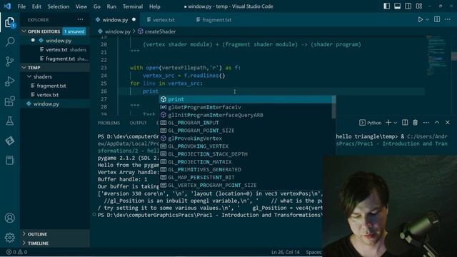 OpenGL with Python 1: Drawing our First Triangle (Graphics Programming Masterclass Week 1) смотреть онлайн
