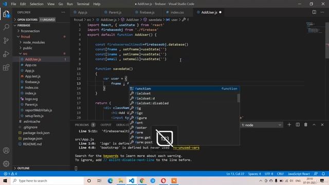 Learn React Hooks and Firebase with Hands On Projects (3 Sending User Data to firebase) смотреть онлайн
