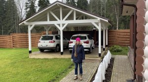 ОТЗЫВ ЗАКАЗЧИКА навес из клееного бруса для 2ух авто 6х6м. Московские Навесы.