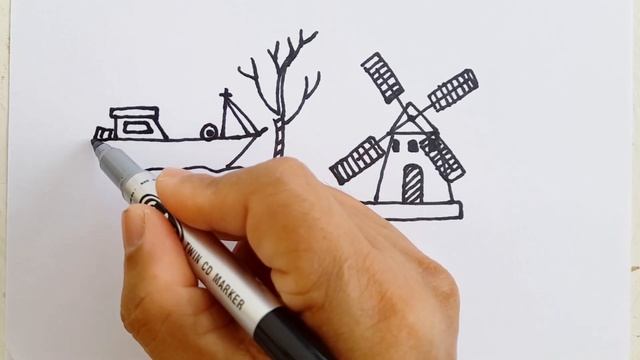 Vẽ tô màu Cối xay gió và Thuyền Biển | Easily drawing Windmill and Sea Boats #beve #toddler #kids смотреть онлайн