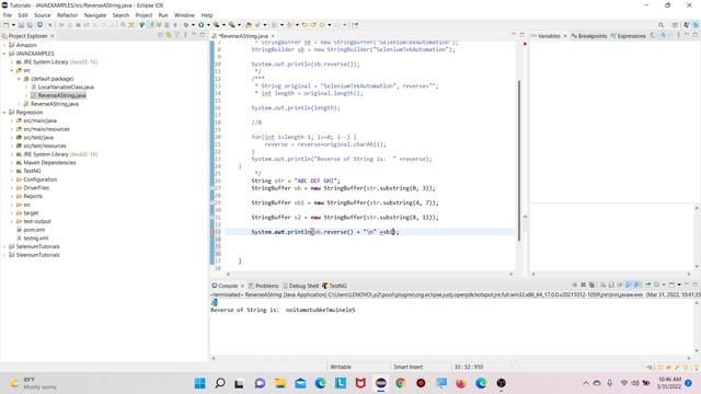 How to reverse a String without String Buffer and Builder || Reverse a String Java Program смотреть онлайн